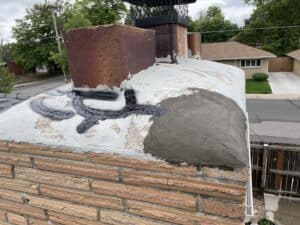 Chimney crown corner rebuild Denver